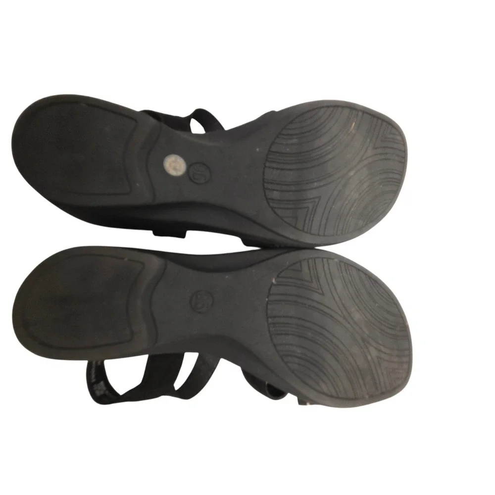 East 5th Inster Black Studded Memory Foam Wedge Sandals Womens 9.5M